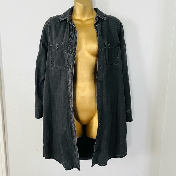 Madewell Black Denim Jean Jacket Longline Shirt Style Size XS - Picture 3 of 7